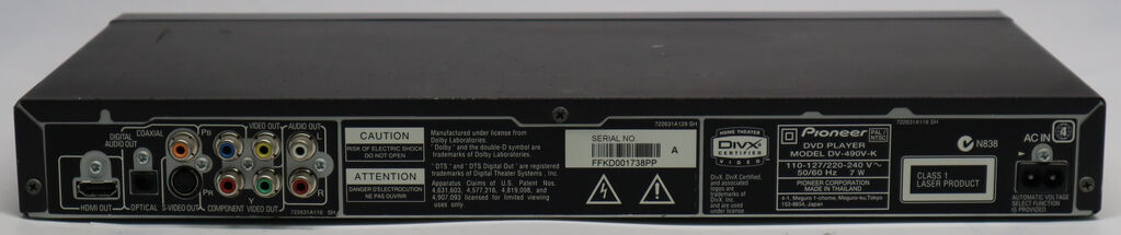 Pioneer DV-490V-K DVD Player HDMI