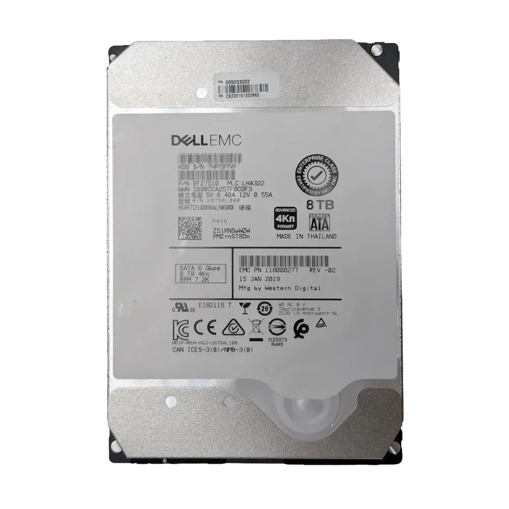 EMC WD HUH721008ALN600 8TB 3.5" 4Kn 7.2K SATA Enterprise Hard Drive