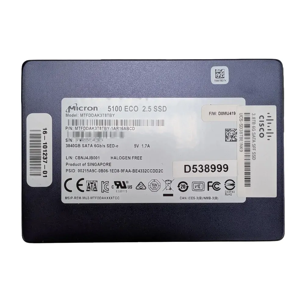 Micron 5100 ECO MTFDDAK3T8TBY 3.84TB 2.5" Enterprise SATA Server SSD