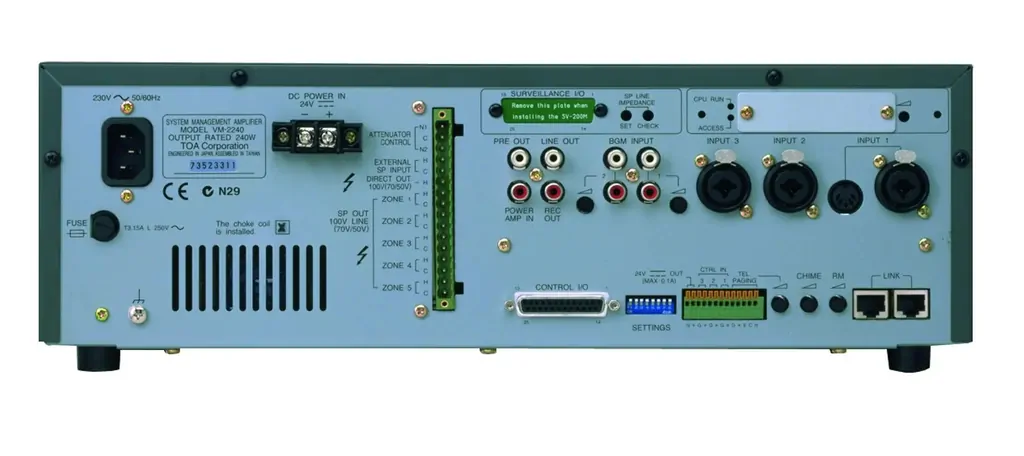 TOA VM-2240 240W 5 Zone System Management Amplifier