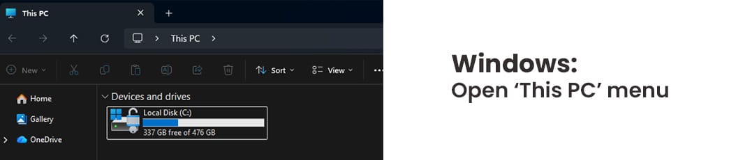 How to check available storage on Windows 