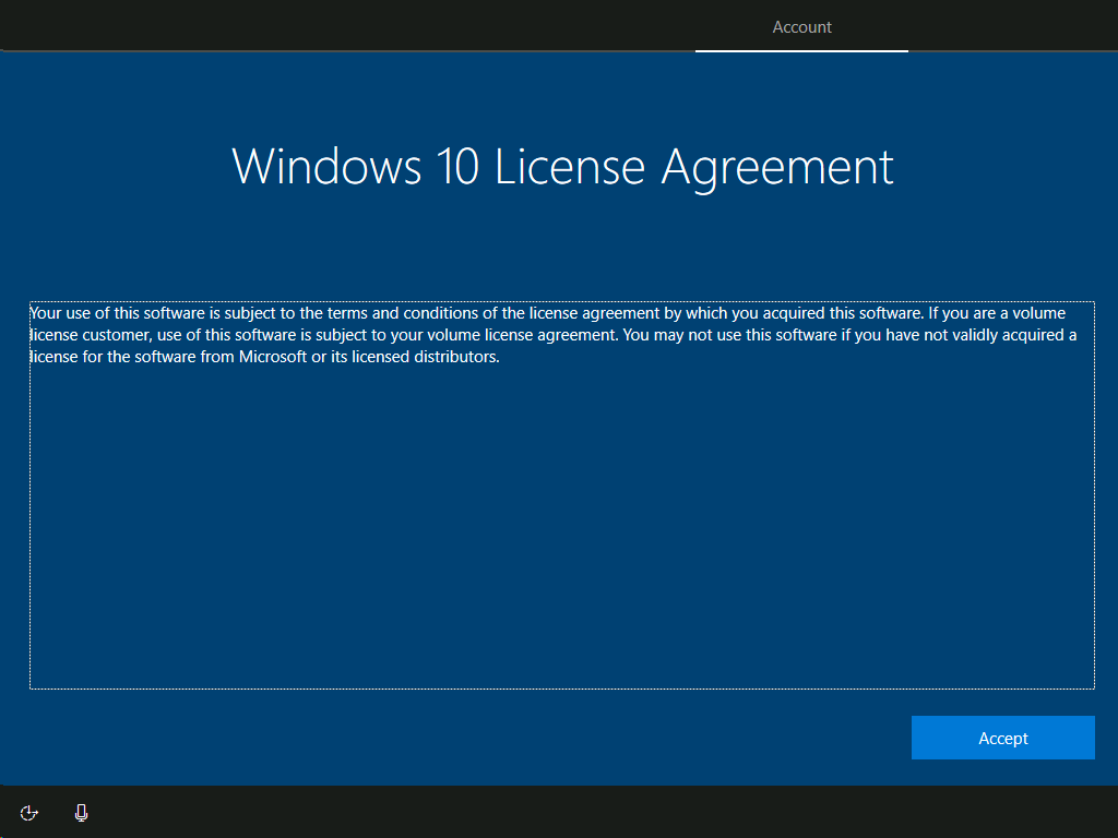 Windows Setup - Accept the License Agreement