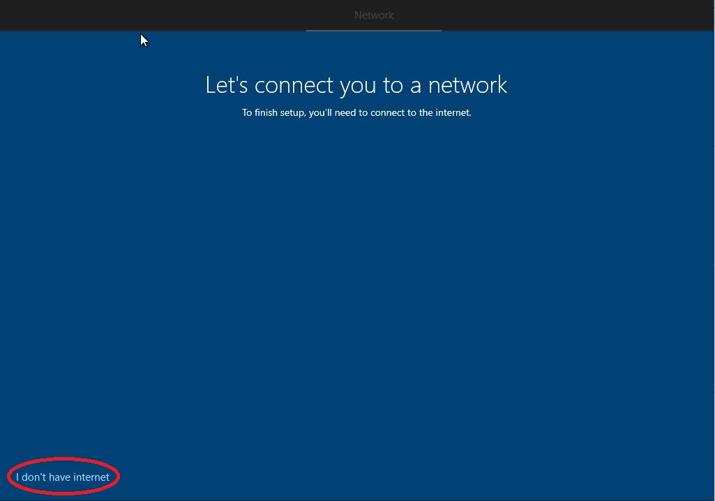 Windows Setup - Lets Connect You To A Network