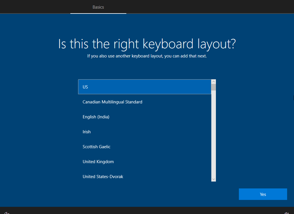 Windows Setup - Select Your Keyboard Layout