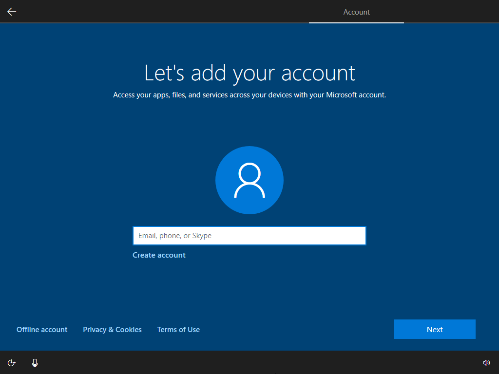 Windows Setup - Lets add your account
