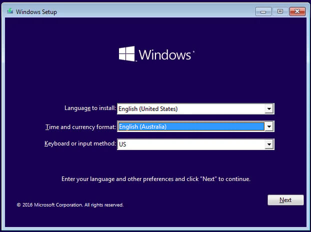 Windows Setup English Australia