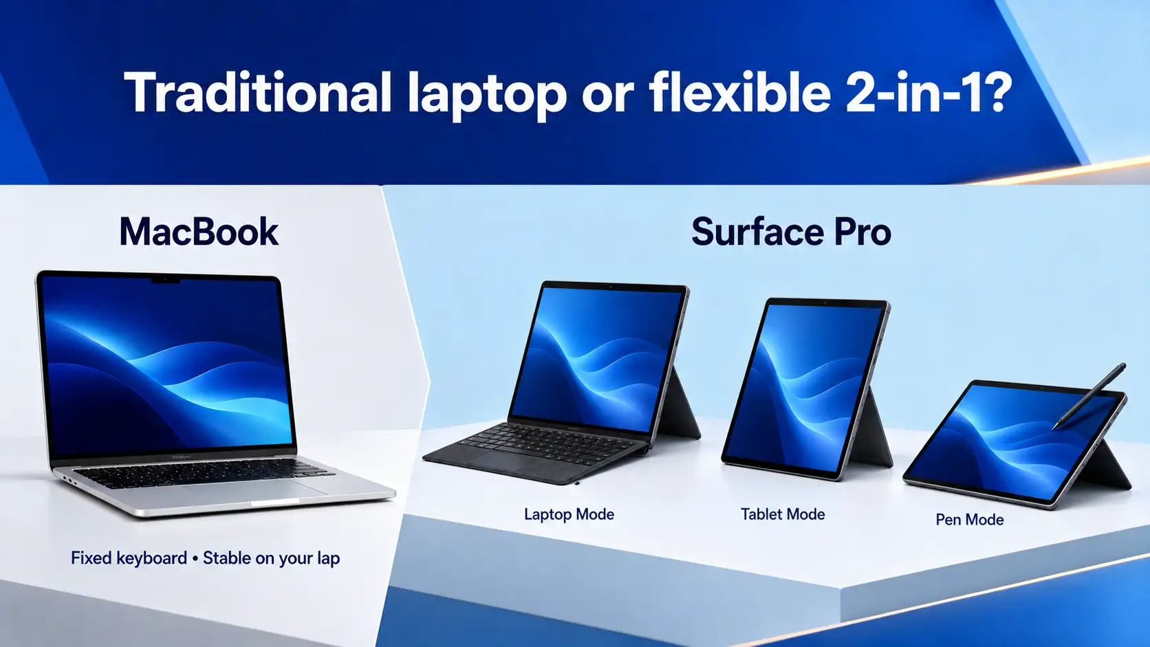 Traditional laptop vs flexible 2-in-1