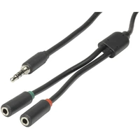 Digitech 4 Pole Plug to 2 x 3.5mm 250mm Socket Cable