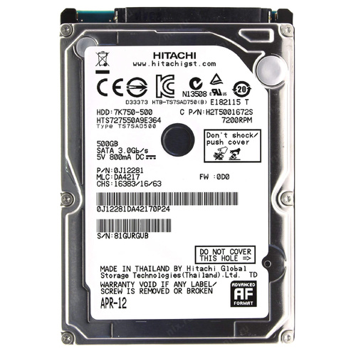 HGST 7K750-500 500GB 2.5" Internal SATA HDD Hard Disk Drive