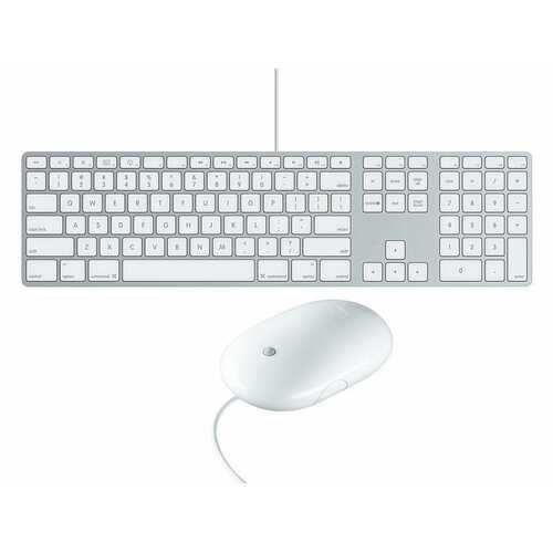 Genuine Apple iMac Wired Aluminum Keyboard and Mouse Bundle CoMBo A1152 + A1243