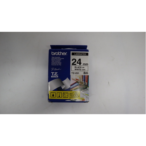 Brother TZ-251 PTouch Tape 24mm - Black on White