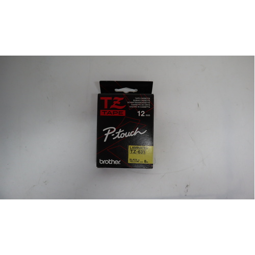 Brother TZ-631 PTouch Tape 12mm - Black on Yellow