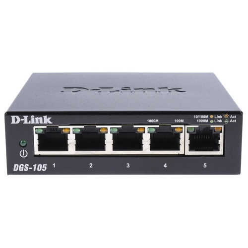 D-Link DGS-105 5-Port Gigabit Desktop Ethernet Switch (Metal Housing)