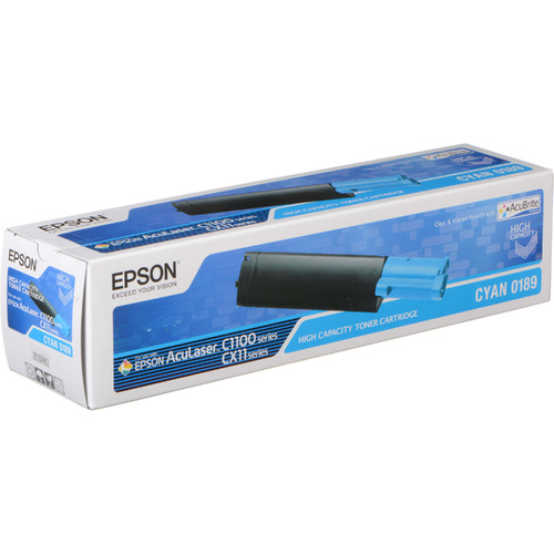 Genuine Epson Cyan 0189 High Capacity Toner Cartridge for AcuLaser C1100/CX11 Printers