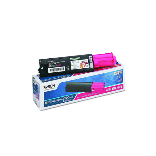 Genuine Epson Magenta 0188 High Capacity Toner Cartridge for AcuLaser C1100/CX11 Printers
