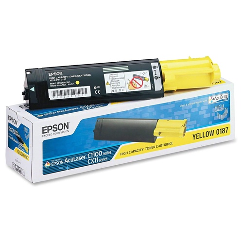 Genuine Epson Yellow 0187 High Capacity Toner Cartridge for AcuLaser C1100/CX11 Printers