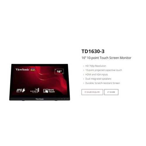 ViewSonic TD1630-3 Interactive 16" Touch Monitor