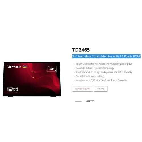 ViewSonic TD2465 24" Frameless Touch Monitor