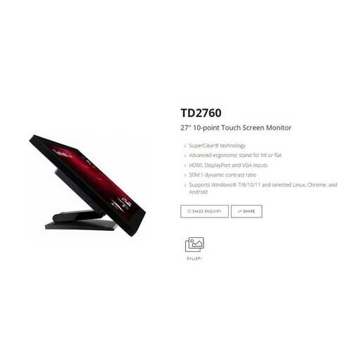 ViewSonic TD2760 27" 10-Point Touch Monitor