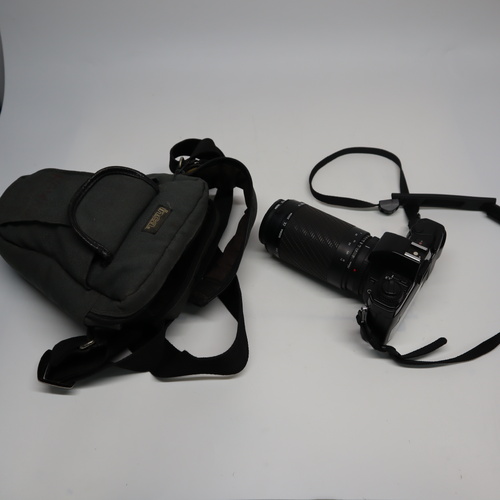 Minolta X-300s 35mm SLR Film Camera w/ Sigma DL Zoom 75-300mm Lens and Carry Bag
