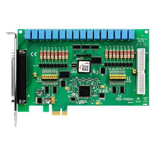 ICP DAS PCI Express, 16-ch Isolated DI, 16-ch Relay Output Board - PEX-P16R16i