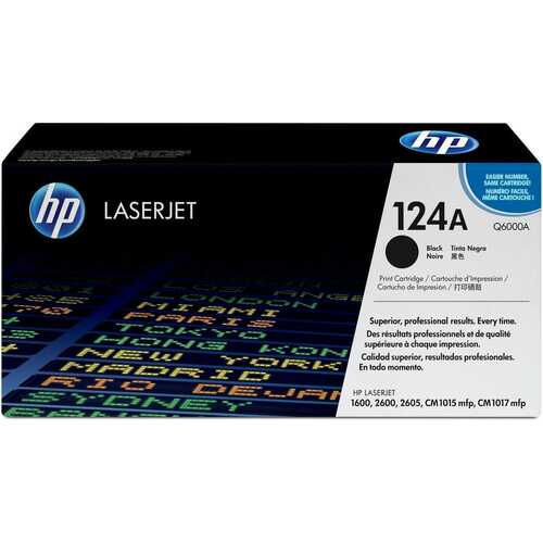 Genuine HP 124A Black Toner Cartridge Q6000A LaserJet 1600, 2600, 2605, CM1015 mfp, CM1017 mfp