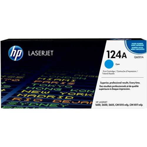 Genuine HP 124A Cyan Toner Cartridge Q6001A LaserJet 1600, 2600, 2605, CM1015 mfp, CM1017 mfp