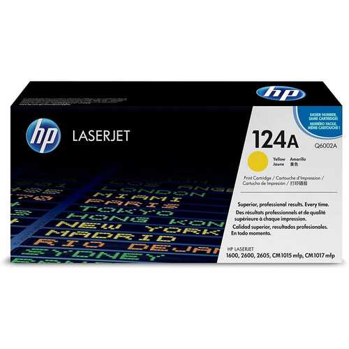Genuine HP 124A Yellow Toner Cartridge Q6002A LaserJet 1600, 2600, 2605, CM1015 mfp, CM1017 mfp