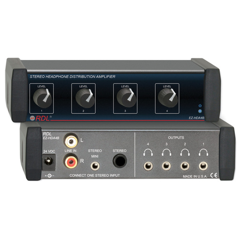 RDL EZ-HDA4B 4-Channel Stereo Headphone Distribution Amplifier