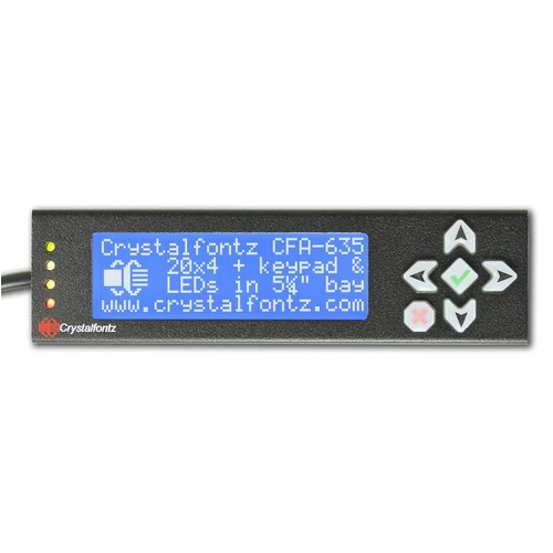 Crystalfontz XES635BK 20x4 USB LCD Display in Steel Enclosure