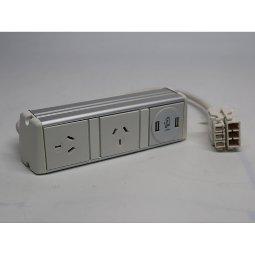 dpg-formfittings Freedom On-Desk Power Module - 2 AU Sockets 2 2A USB Power